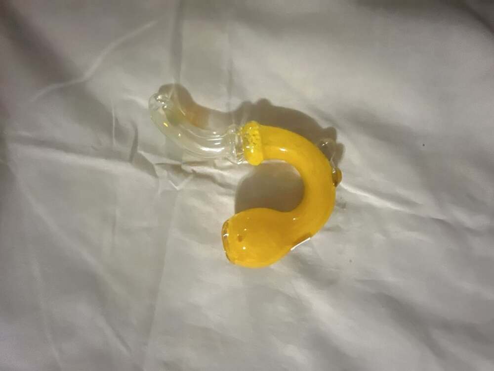 Yellow and Clear Hand Blown Glass Sherlock piece